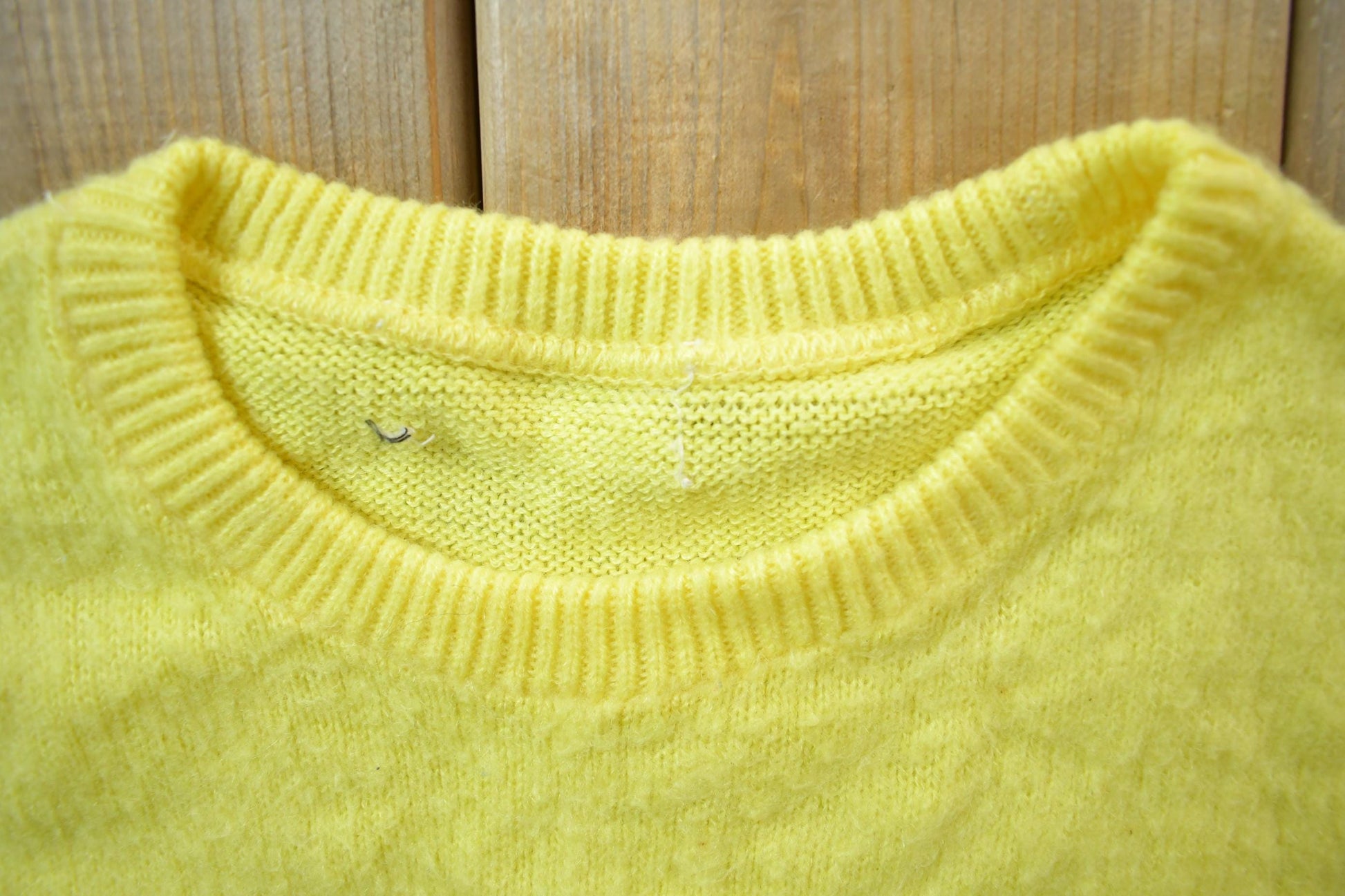 Vintage 1980s Yellow Mohair Wool Knit Sweater from propervintagecanada