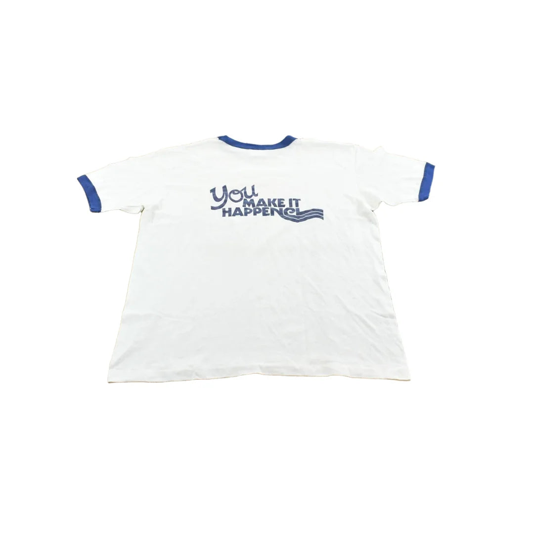 Vintage 1980s You Make It Happen Ringer T-Shirt Men's L from propervintagecanada