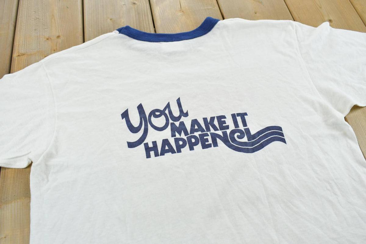 Vintage 1980s You Make It Happen Ringer T-Shirt Men's L from propervintagecanada