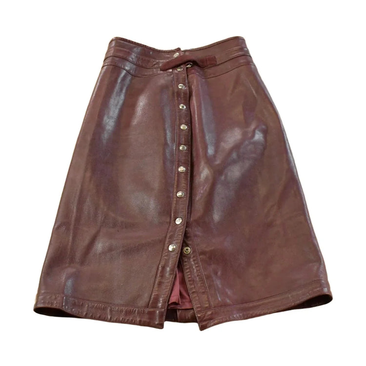 Vintage 1980s Zapata Leather Skirt Women's 26 from propervintagecanada