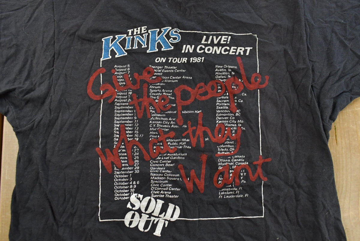 Vintage 1981 The Kinks Give The People What They Want USA Tour Band T-Shirt Men's S from propervintagecanada