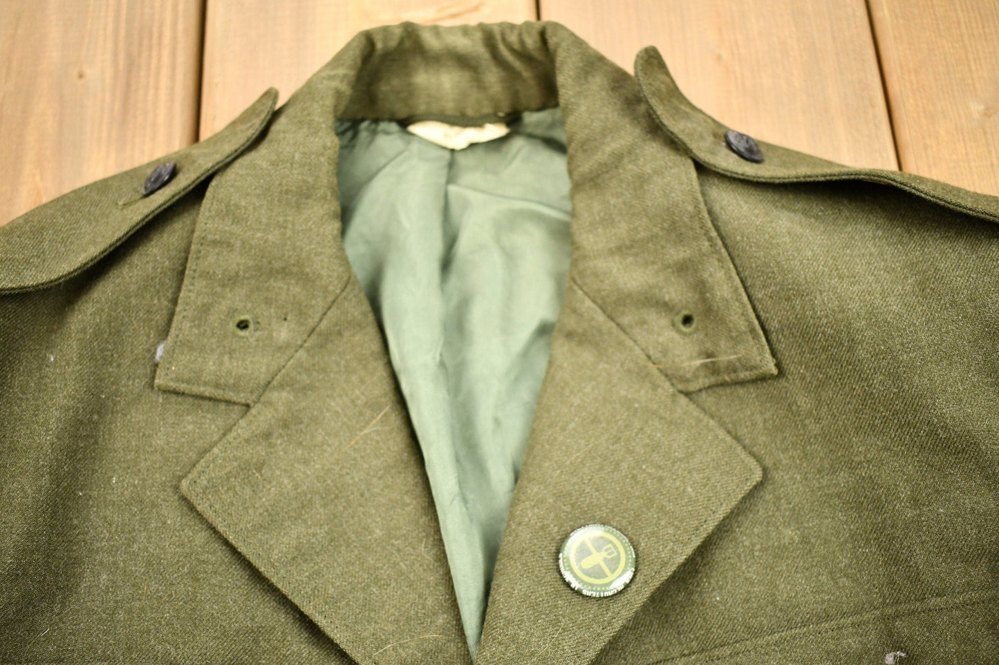 Vintage 1982 Army Military Button Up Blazer Jacket Men's Small from propervintagecanada