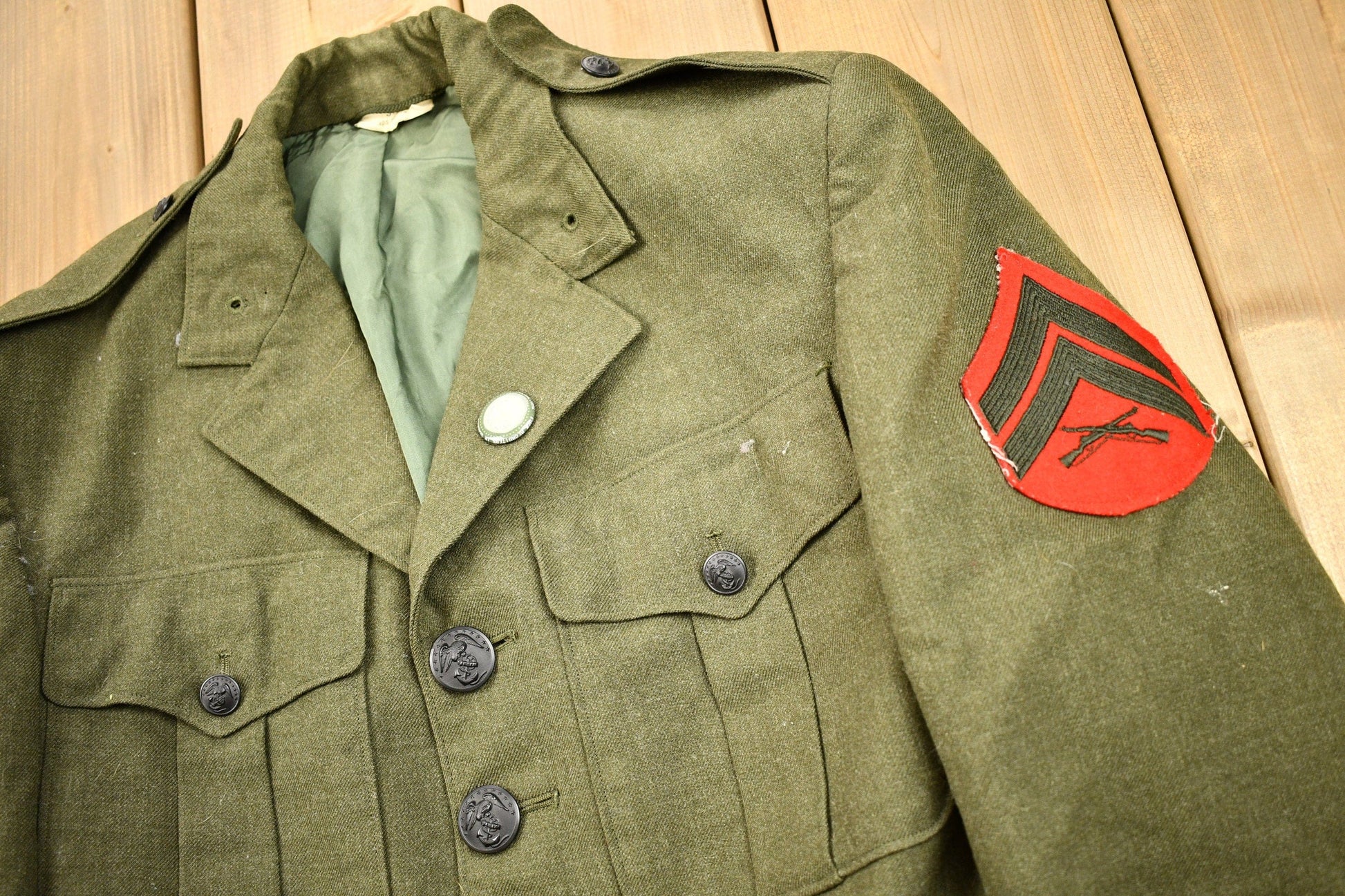 Vintage 1982 Army Military Button Up Blazer Jacket Men's Small from propervintagecanada