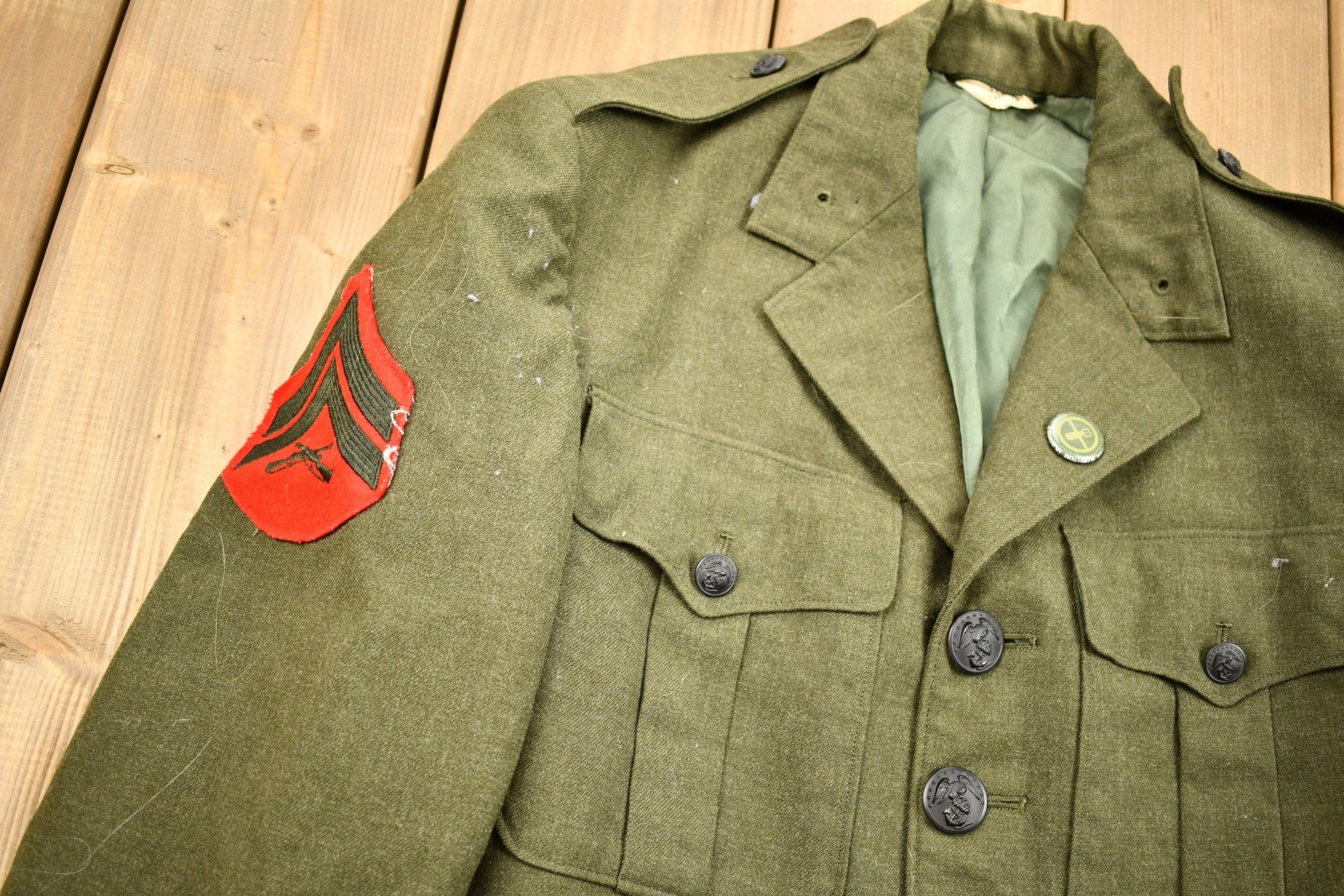 Vintage 1982 Army Military Button Up Blazer Jacket Men's Small from propervintagecanada