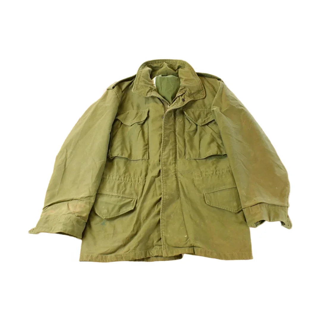 Vintage 1982 OG-107 Military Cold Weather Field Jacket Mens Small / Button Up Jacket / Sateen / Distressed / 80s Army Green from propervintagecanada