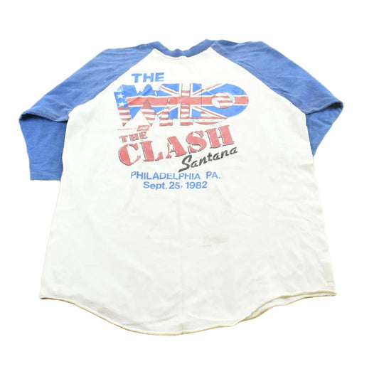 Vintage 1982 The Who The Clash Santana JFK Stadium Concert Band Raglan T-Shirt Men's M from propervintagecanada