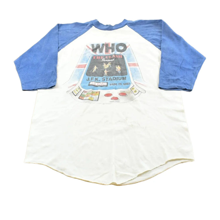 Vintage 1982 The Who The Clash Santana JFK Stadium Concert Band Raglan T-Shirt Men's M from propervintagecanada