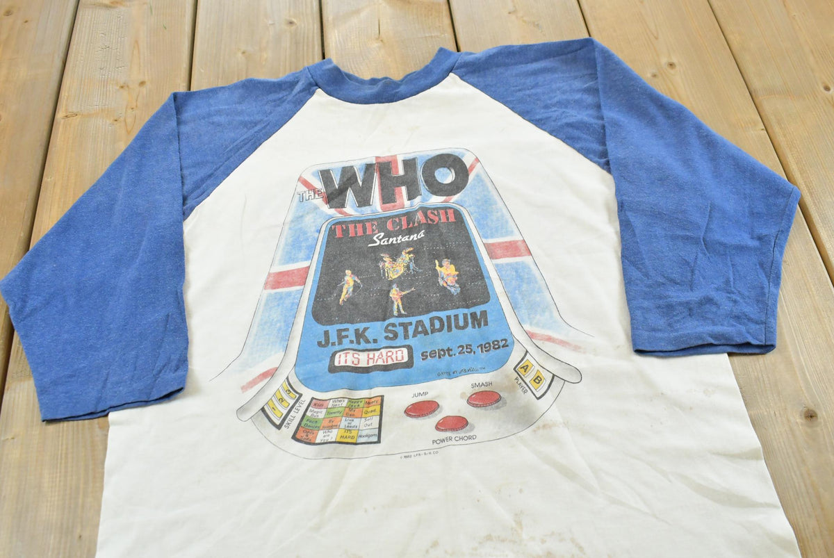 Vintage 1982 The Who The Clash Santana JFK Stadium Concert Band Raglan T-Shirt Men's M from propervintagecanada