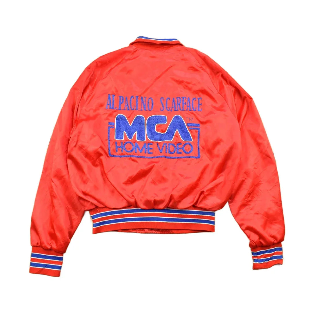 Vintage 1983 Scarface Movie Satin Promo Jacket Al Pacino MCA Home Video from propervintagecanada