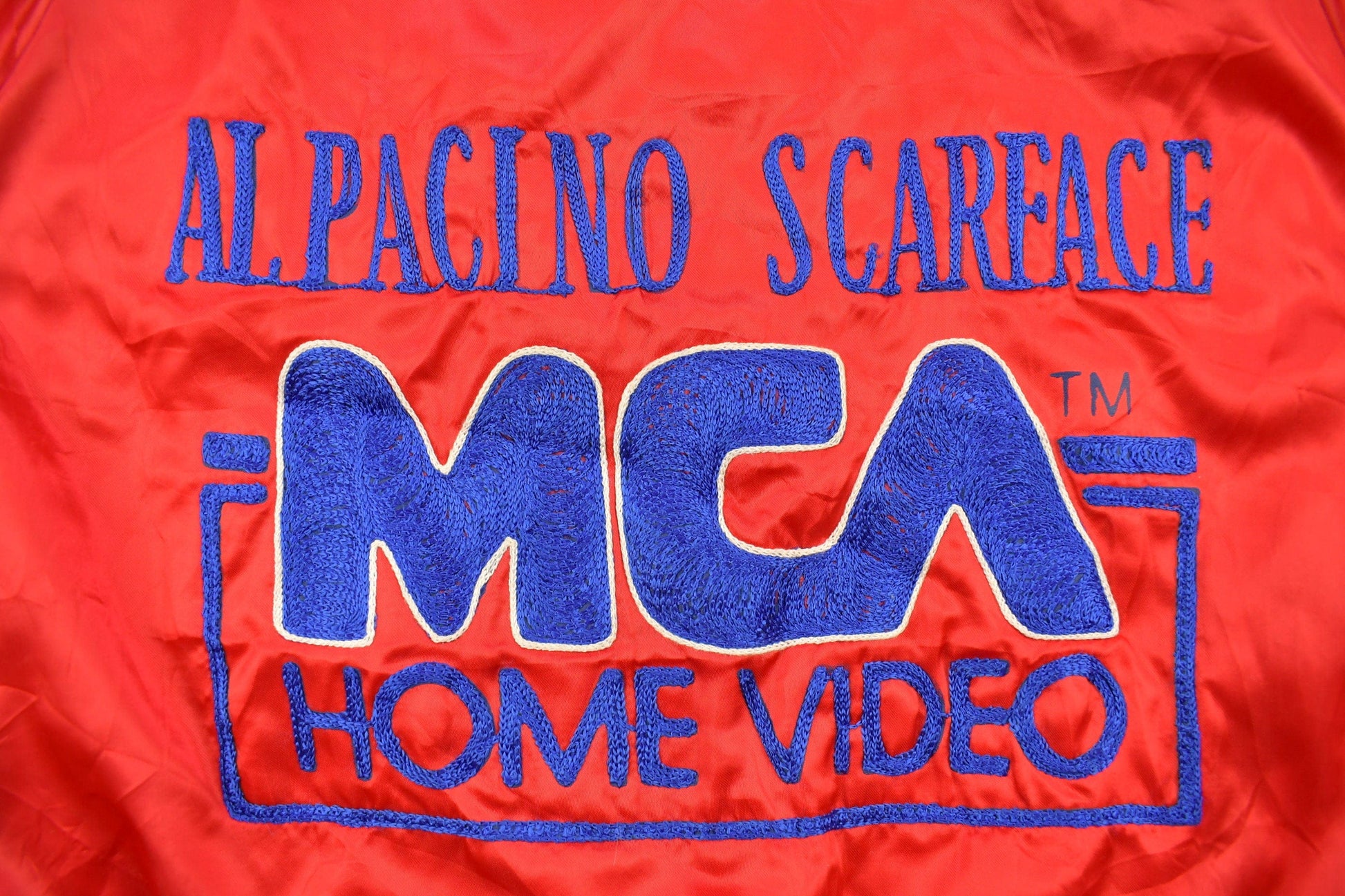 Vintage 1983 Scarface Movie Satin Promo Jacket Al Pacino MCA Home Video from propervintagecanada