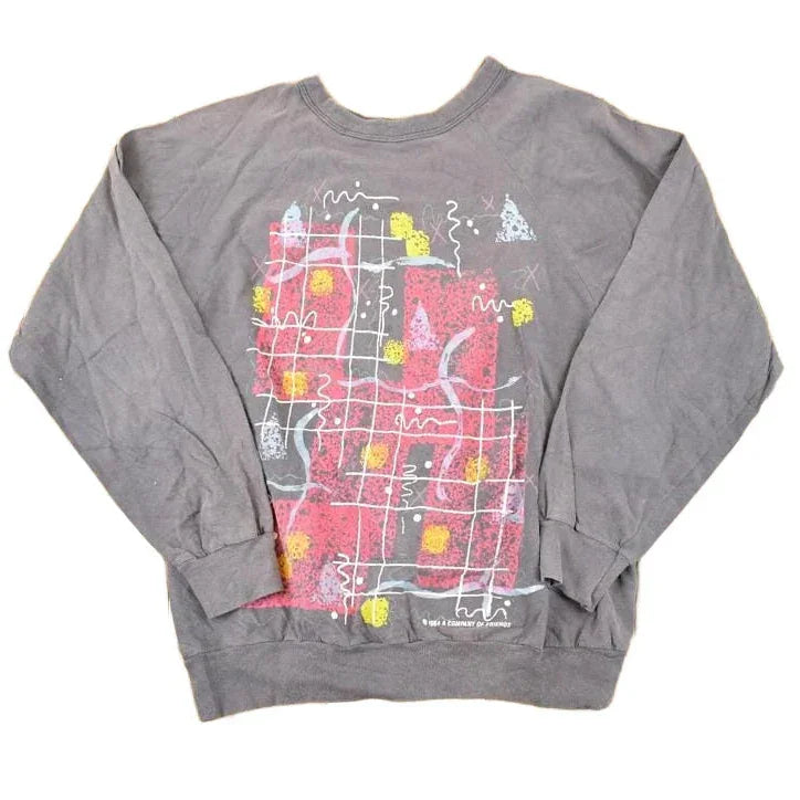 Vintage 1984 A Company Of Friends Abstract Graphic Print Crewneck Sweatshirt Mens S from propervintagecanada