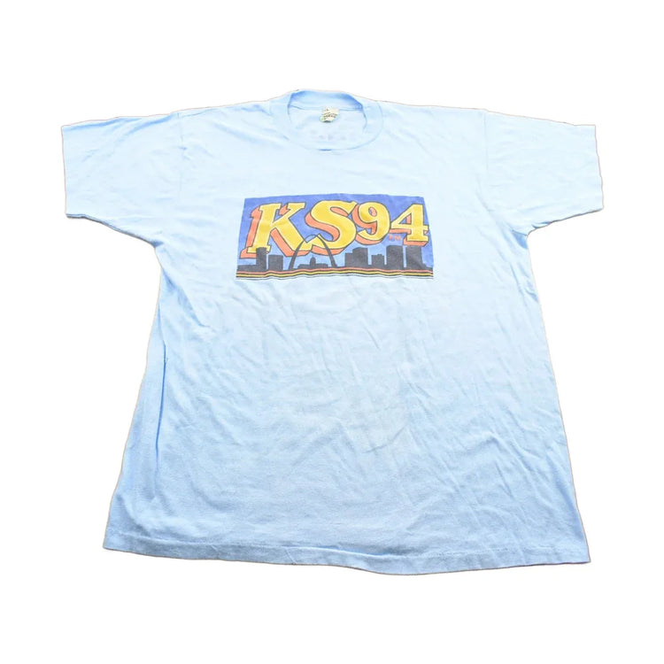 Vintage 1984 KS94 Fm Radio Station Graphic Screen Stars T Shirt Men's Large from propervintagecanada