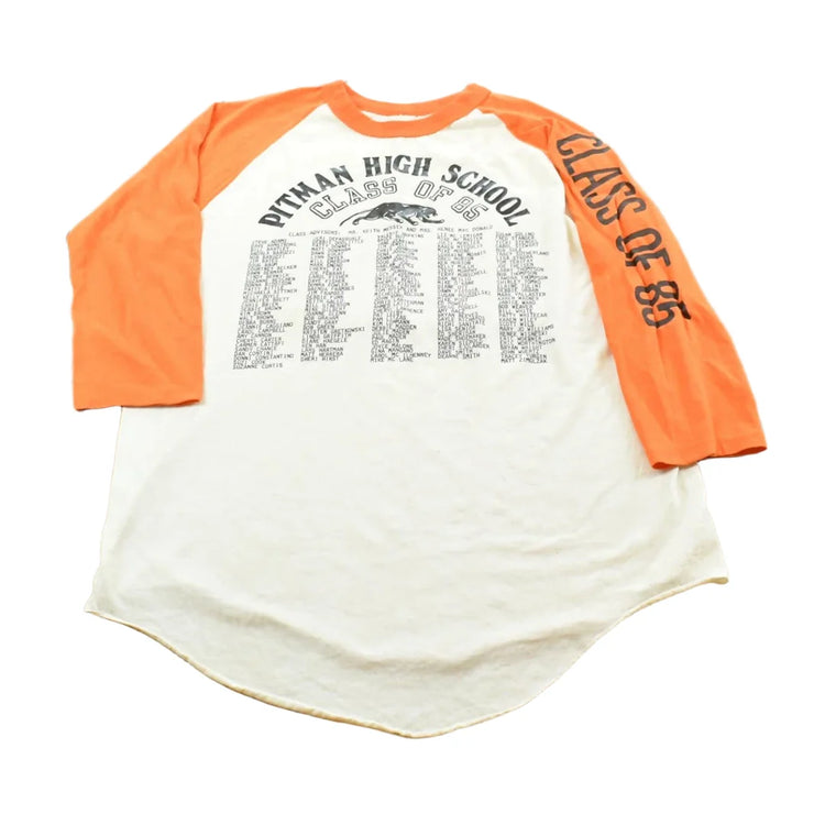 Vintage 1985 Pitman High School Class Of 85 Three Quarter Sleeve Raglan T Shirt Mens L from propervintagecanada