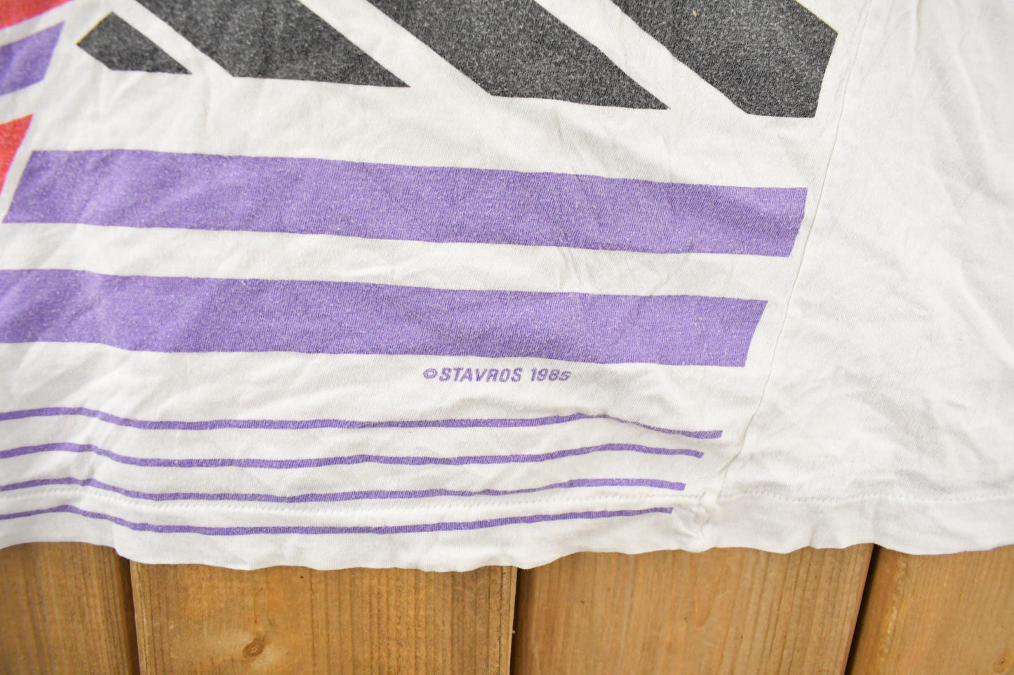 Vintage 1985 Stavros Abstract Geometric Theme Graphic T-Shirt Women's Large from propervintagecanada