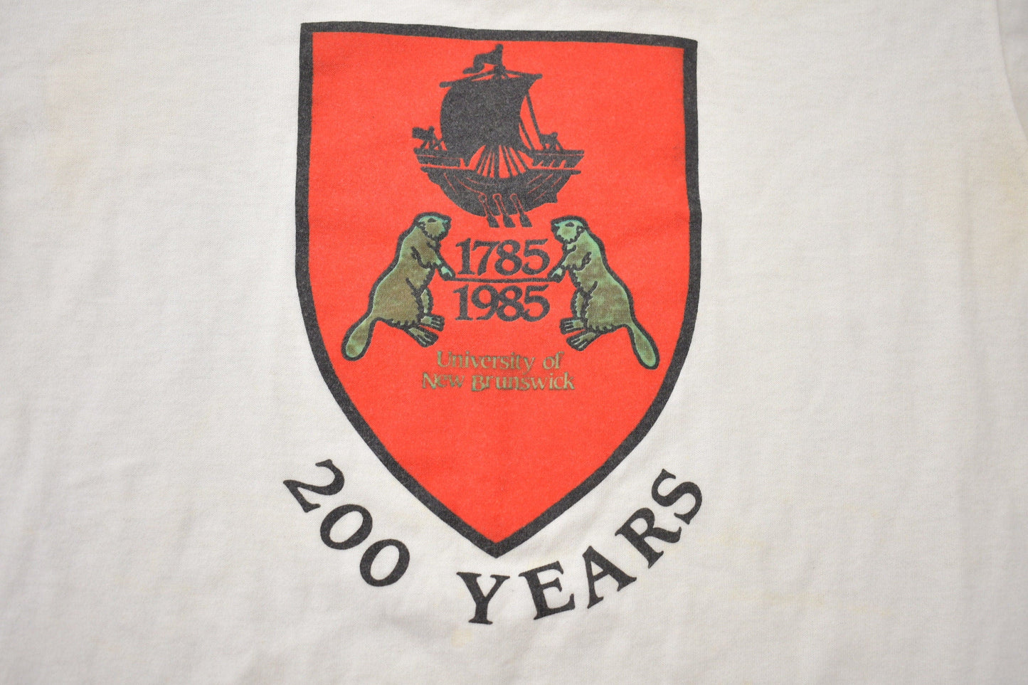 Vintage 1985 University of New Brunswick Collegiate Ringer T-Shirt Men's S from propervintagecanada