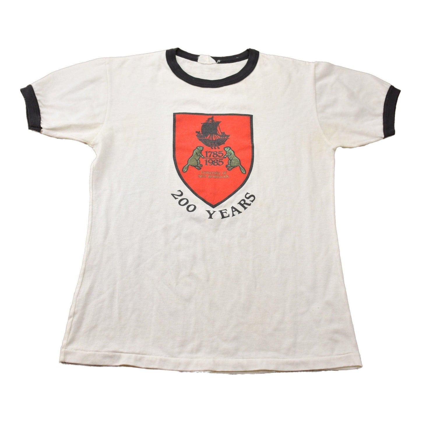 Vintage 1985 University of New Brunswick Collegiate Ringer T-Shirt Men's S from propervintagecanada