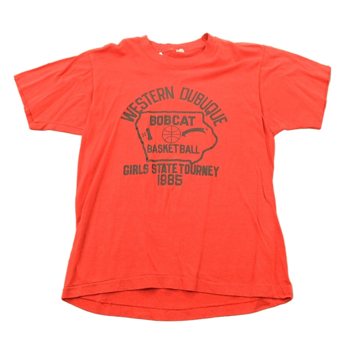 Vintage 1985 Western Dubuque Girls Bobcat Basketball Tourney Single Stitch T-Shirt Men's Large from propervintagecanada