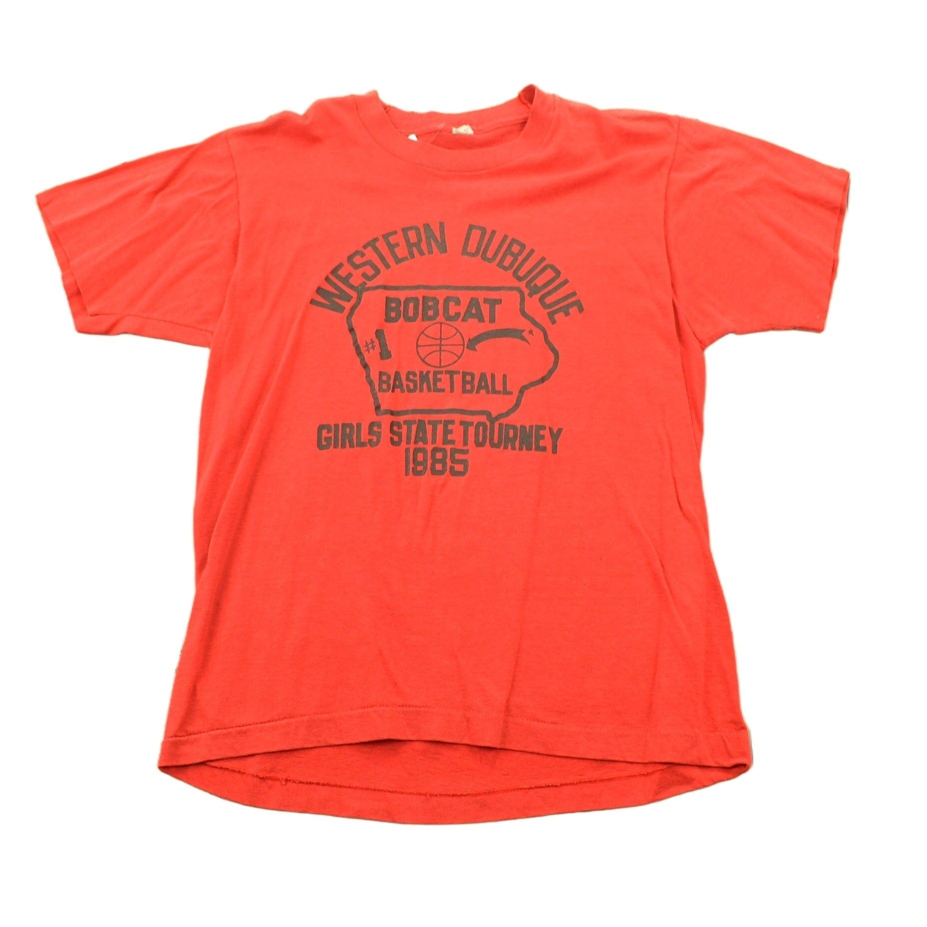 Vintage 1985 Western Dubuque Girls Bobcat Basketball Tourney Single Stitch T-Shirt Men's Large from propervintagecanada