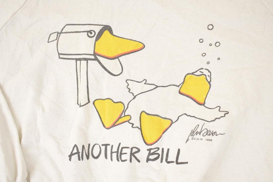 Vintage 1986 Another Bill Cartoon Duck Graphic Print Crewneck Sweatshirt Mens M from propervintagecanada