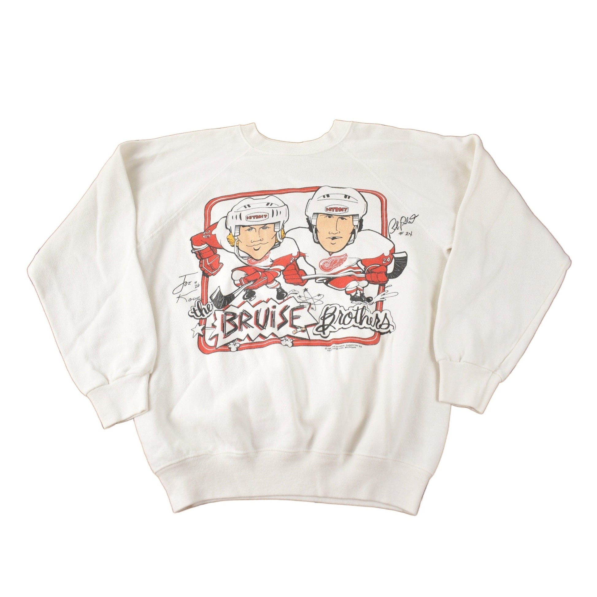 Vintage 1987 Detroit Red WIngs Bruise Brothers NHL Hockey Crewneck Sweatshirt Men's Small from propervintagecanada