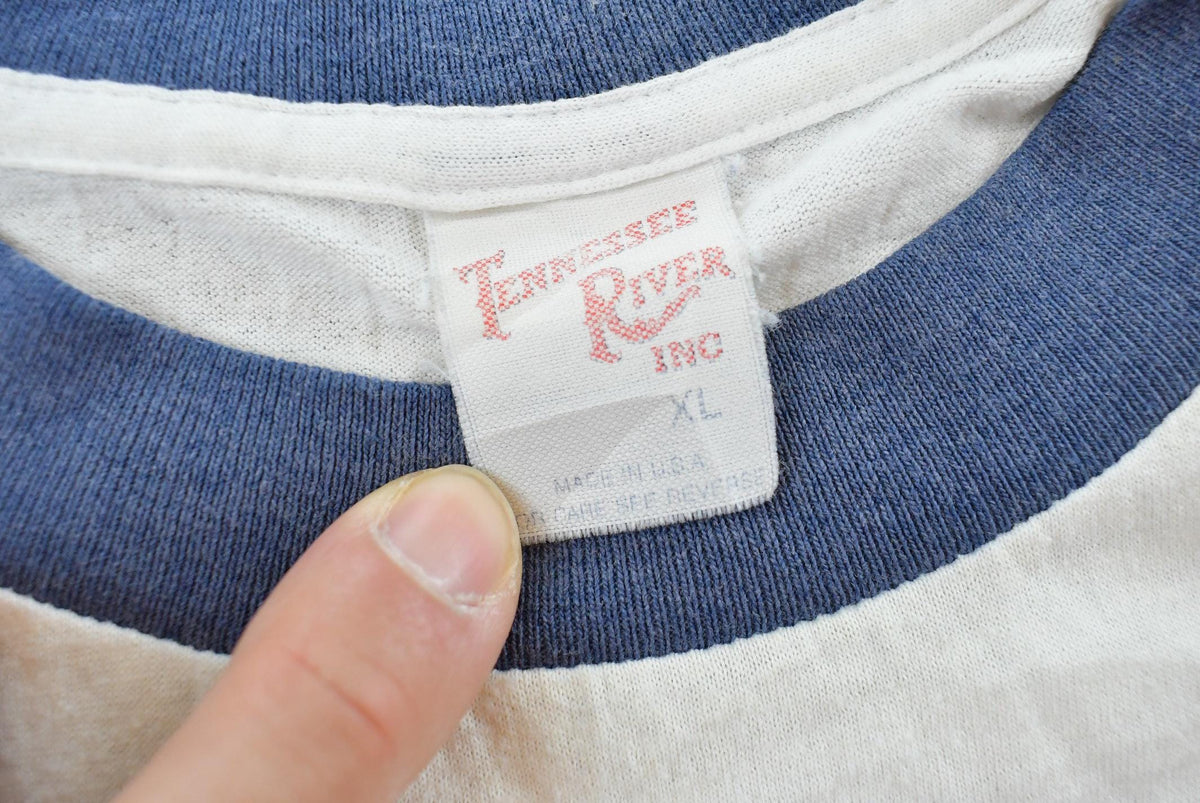 Vintage 1987 Firefighter Funny Comedy Ringer T-Shirt Mens L from propervintagecanada