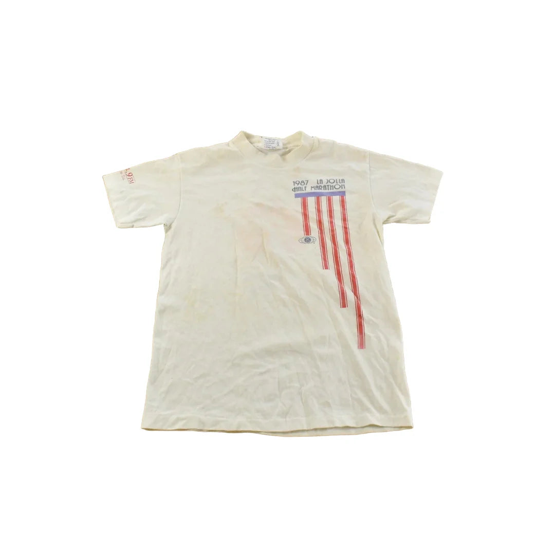 Vintage 1987 La Jolla Half Marathon Running Graphic Souvenir T-Shirt Men's XS from propervintagecanada