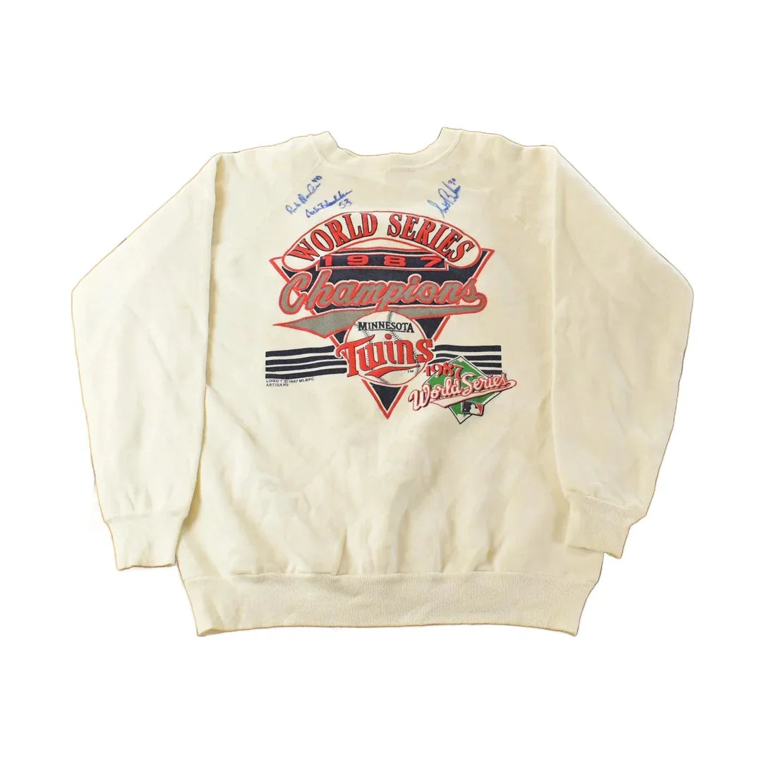 Vintage 1987 Minnesota Twins World Series Champions Sweatshirt - Autographed MLB Crewneck, Men's Medium from propervintagecanada