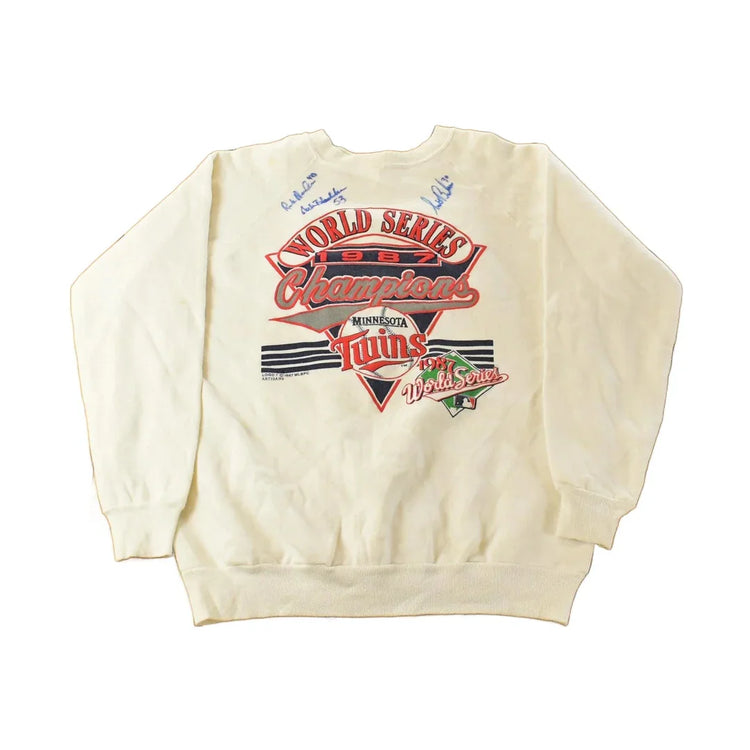 Vintage 1987 Minnesota Twins World Series Champions Sweatshirt - Autographed MLB Crewneck, Men's Medium from propervintagecanada