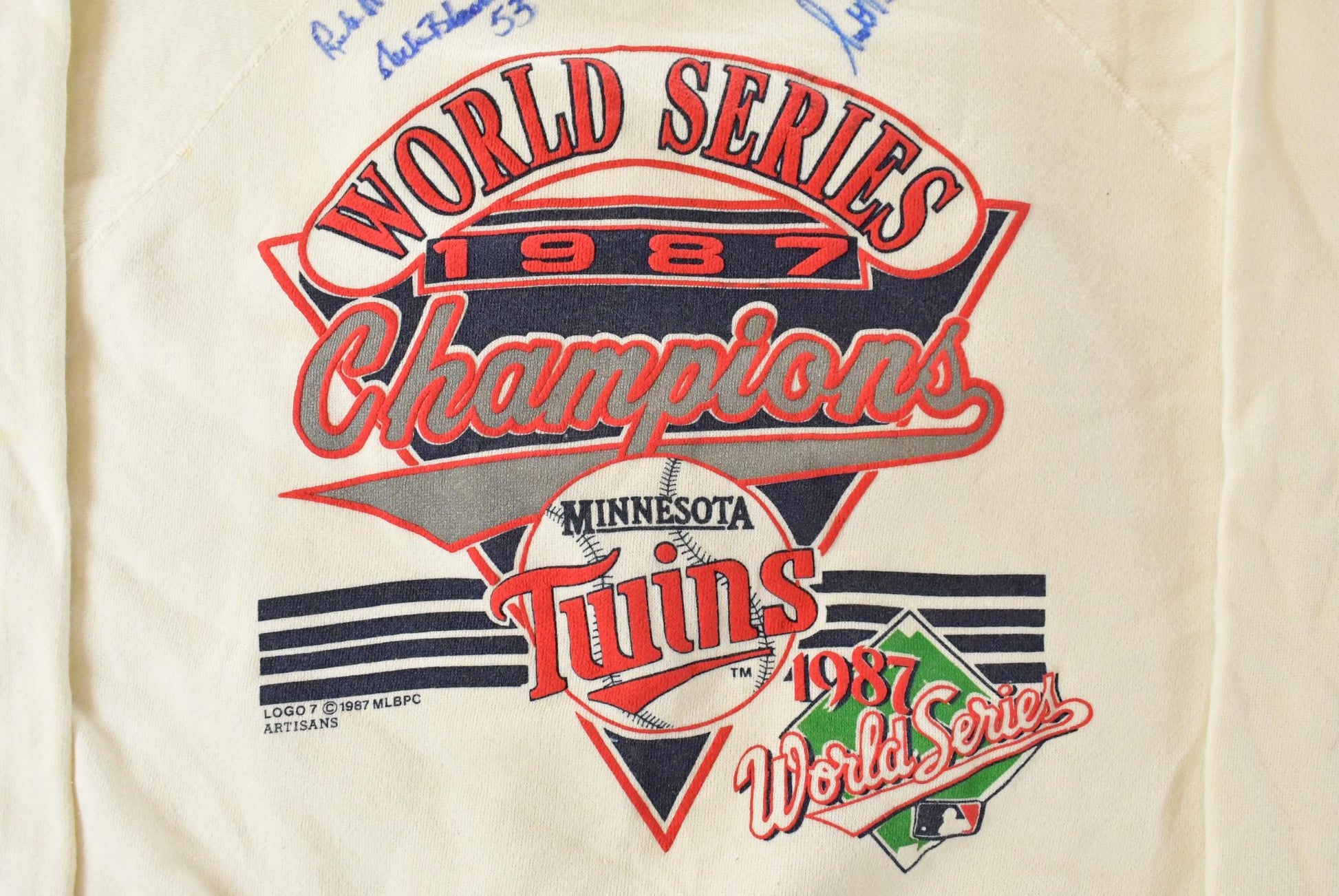 Vintage 1987 Minnesota Twins World Series Champions Sweatshirt - Autographed MLB Crewneck, Men's Medium from propervintagecanada