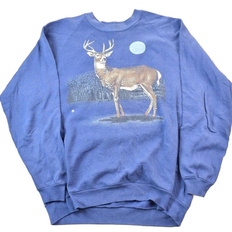 Vintage 1987 White Tail Deer Moon Logo Jerzeez Crewneck Men's 2XL from propervintagecanada