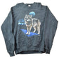Vintage 1987 Wolf With Northern Lights Moon Theme Crewneck Men's XL from propervintagecanada