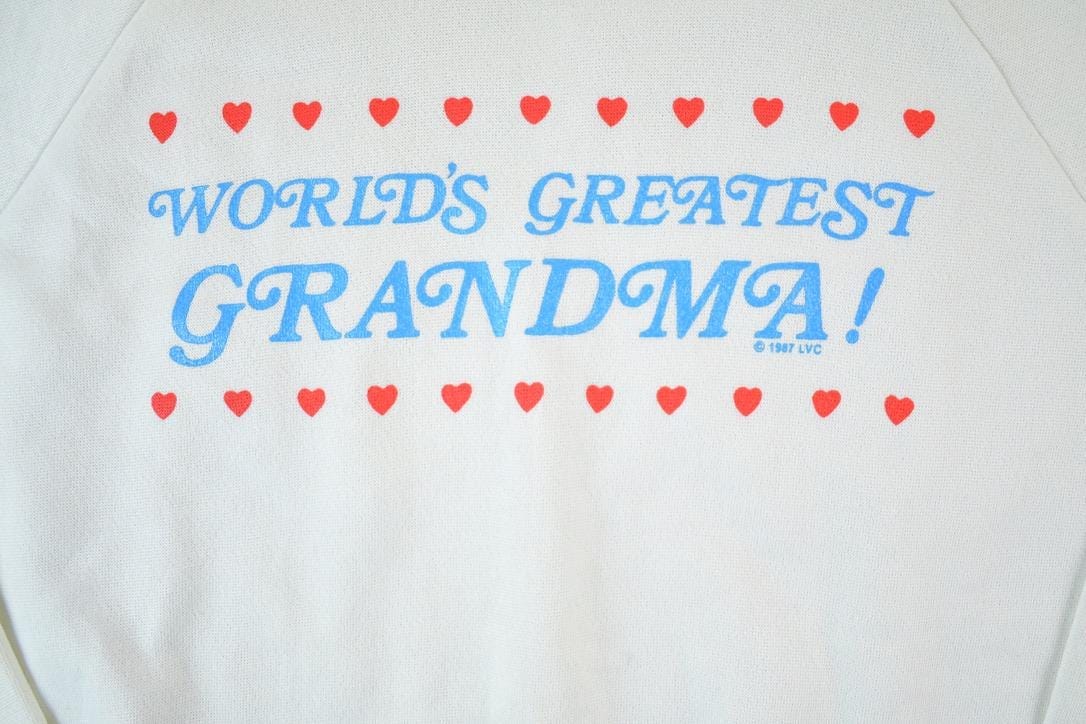 Vintage 1987 Worlds Best Grandma Cute Souvenir Crewneck Sweatshirt Made In USA Men's Large from propervintagecanada