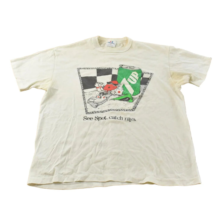 Vintage 1988 7up See Spot Catch Rays Promo Single Stitch Graphic T Shirt Mens M from propervintagecanada