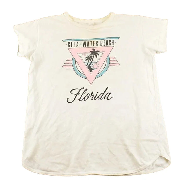 Vintage 1988 Clearwater Beach Florida Thrashed Souvenir Travel T-Shirt Women's XL from propervintagecanada