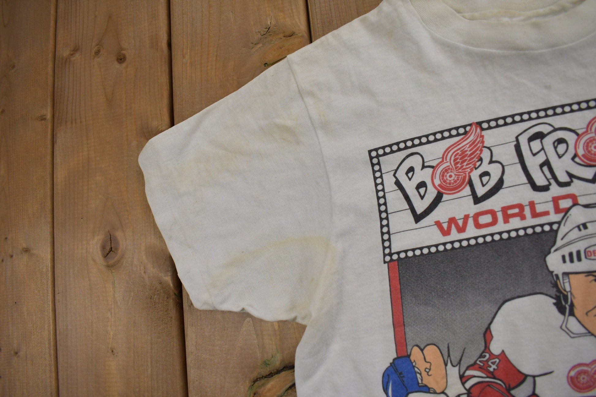 Vintage 1988 Detroit Red Wings Bob Probert Knock Out Champ T-Shirt Men's Small from propervintagecanada