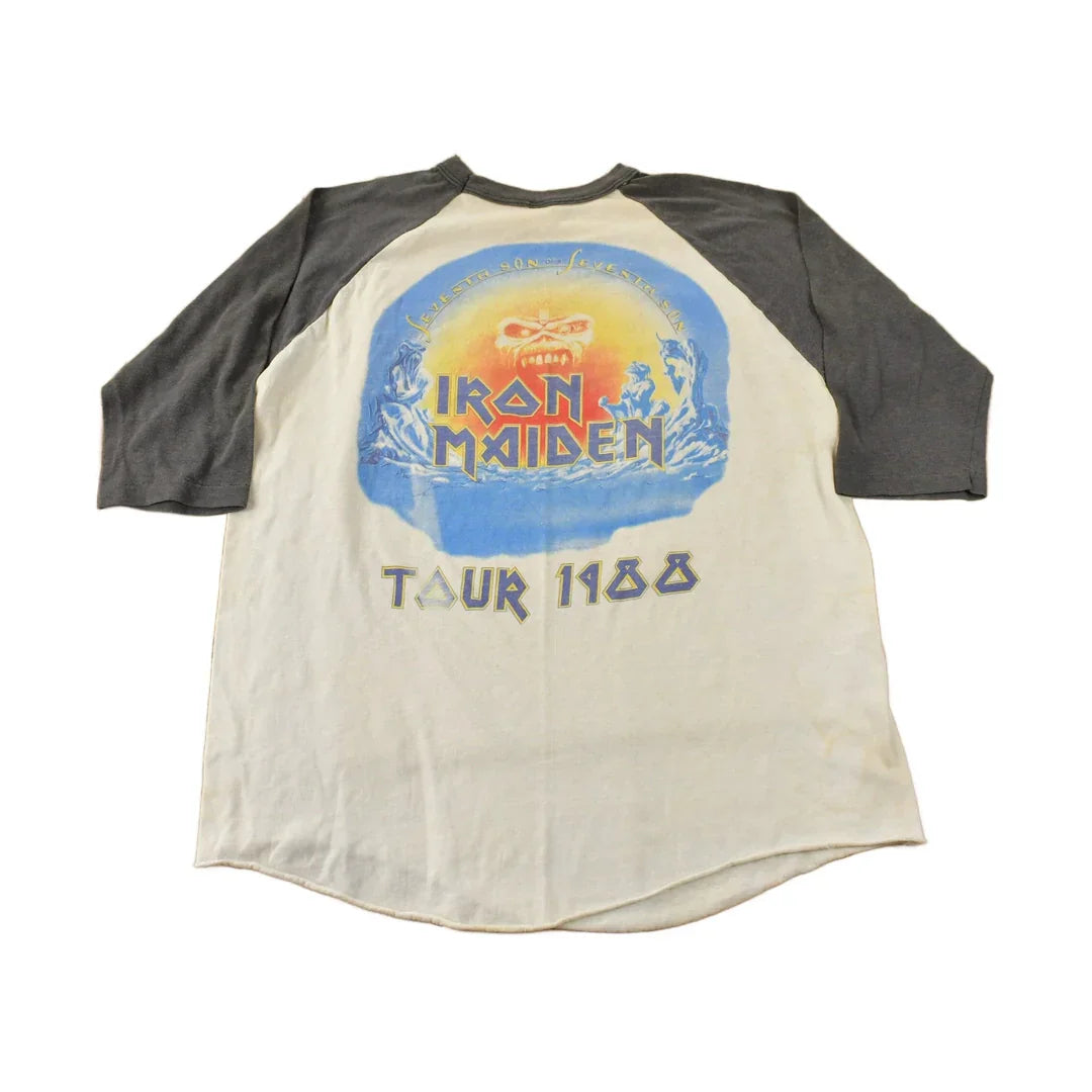 Vintage 1988 Iron Maiden Seventh Son Of A Seventh Son Raglan Band Tee Made In USA from propervintagecanada