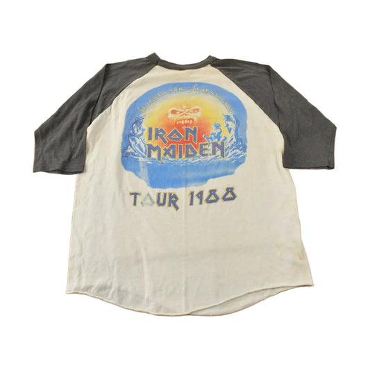 Vintage 1988 Iron Maiden Seventh Son Of A Seventh Son Raglan Band Tee Made In USA from propervintagecanada