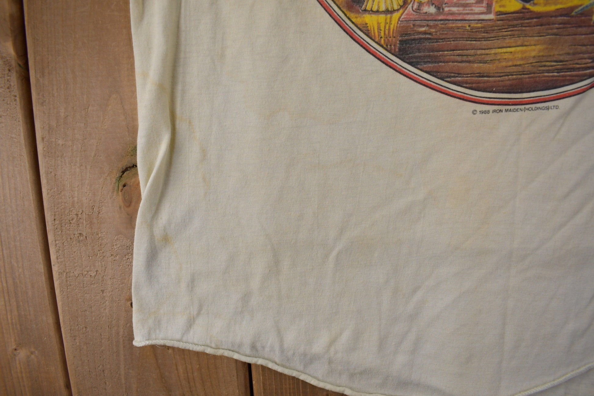 Vintage 1988 Iron Maiden Seventh Son Of A Seventh Son Raglan Band Tee Made In USA from propervintagecanada