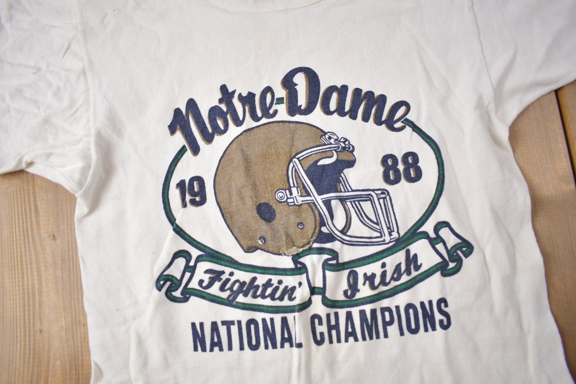 Vintage 1988 Notre Dame Fighting Irish Collegiate Champion Ringer T-Shirt Men's XS from propervintagecanada