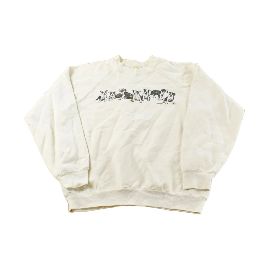 Vintage 1988 Puppies Dog Print Crewneck Sweatshirt Men's M from propervintagecanada