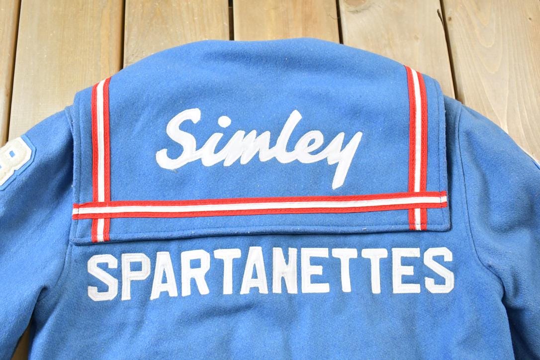 Vintage 1988 Simley Spartanettes Wool Varsity Jacket from propervintagecanada