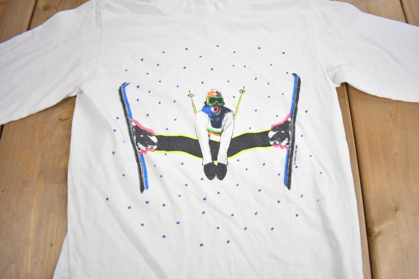 Vintage 1988 Skier Graphic Long Sleeve T Shirt Men's Small from propervintagecanada