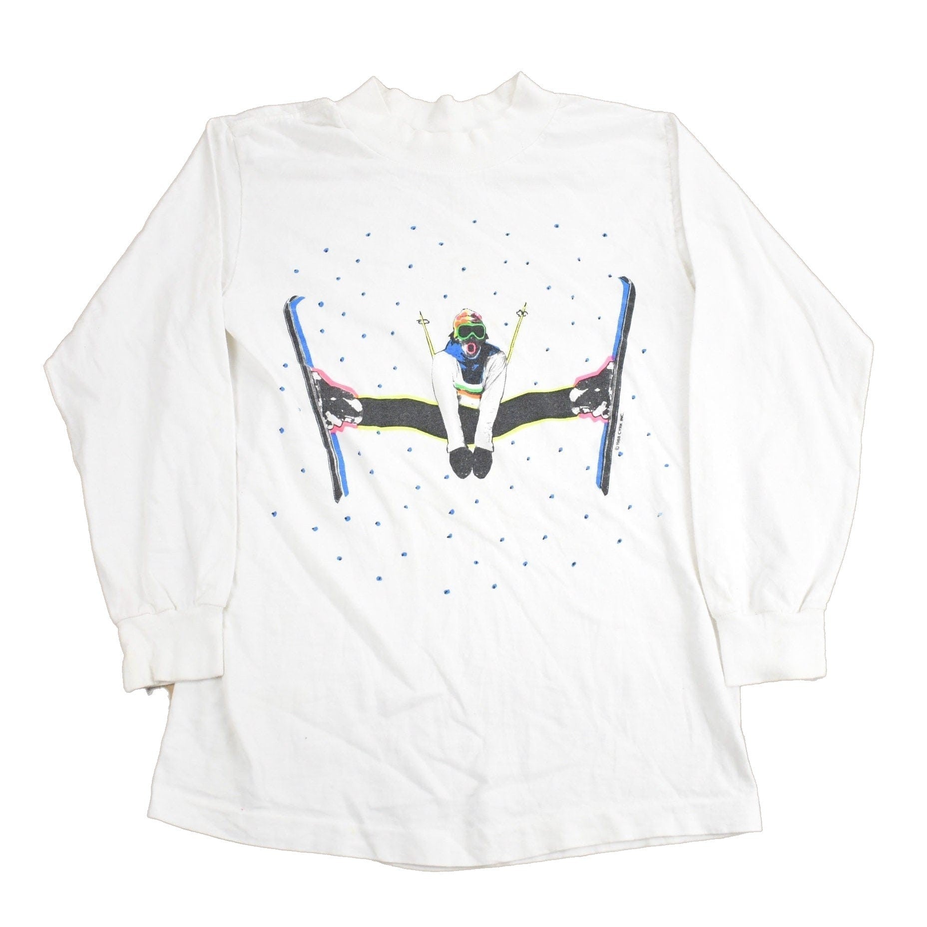 Vintage 1988 Skier Graphic Long Sleeve T Shirt Men's Small from propervintagecanada