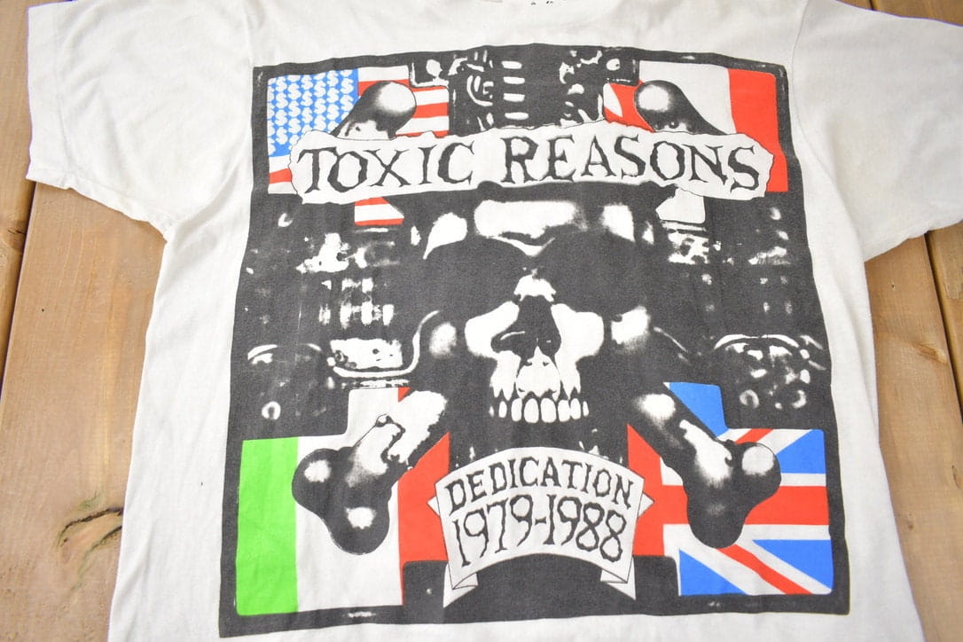 Vintage 1988 Toxic Reasons Dedication Single Stitch Band Tee Made in USA from propervintagecanada