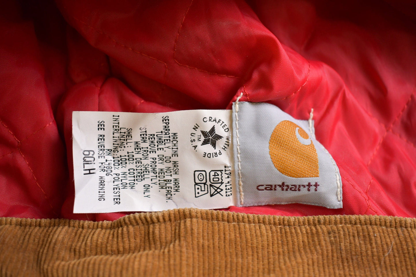 Vintage 1989 Carhartt 100 Years Red Quilt Lined Traditional Coat Hooded Men's 2XL from propervintagecanada