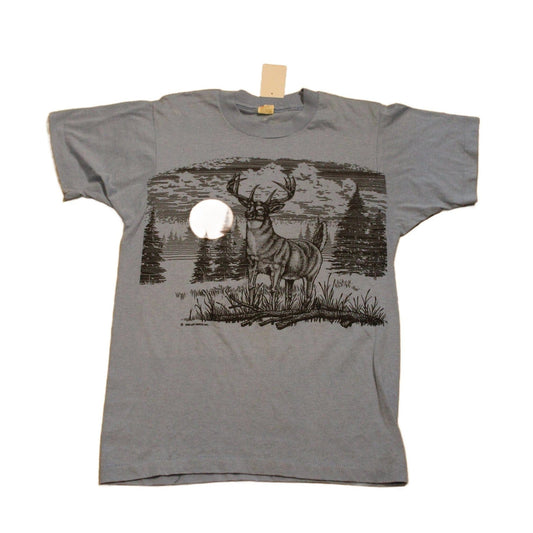 Vintage 1989 Deer Theme Graphic T Shirt Men's S from propervintagecanada