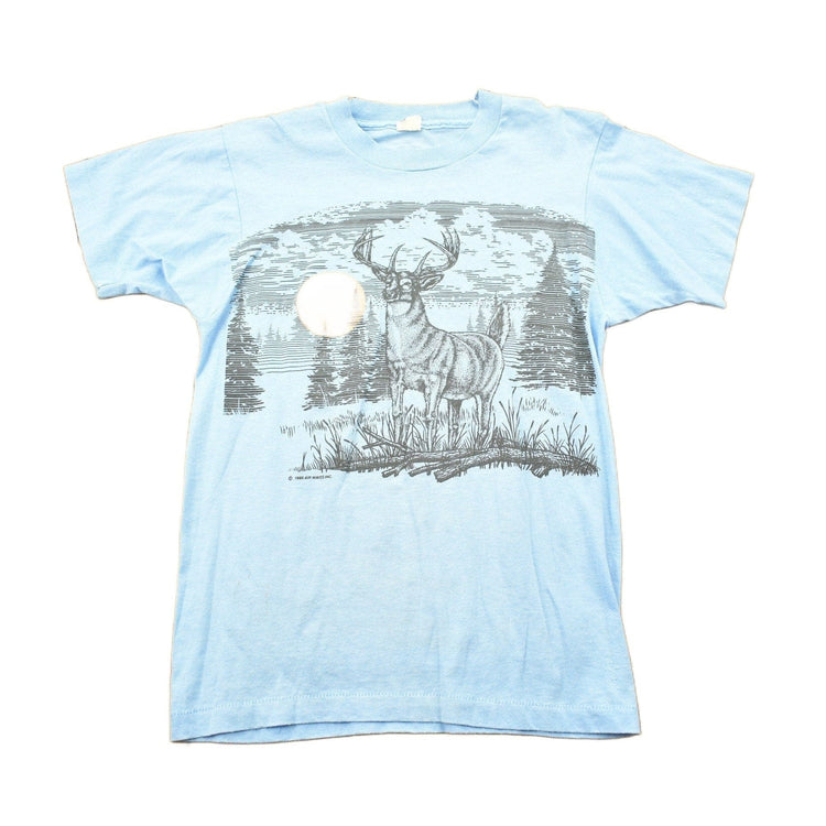 Vintage 1989 Deer Theme Graphic T Shirt Men's S from propervintagecanada