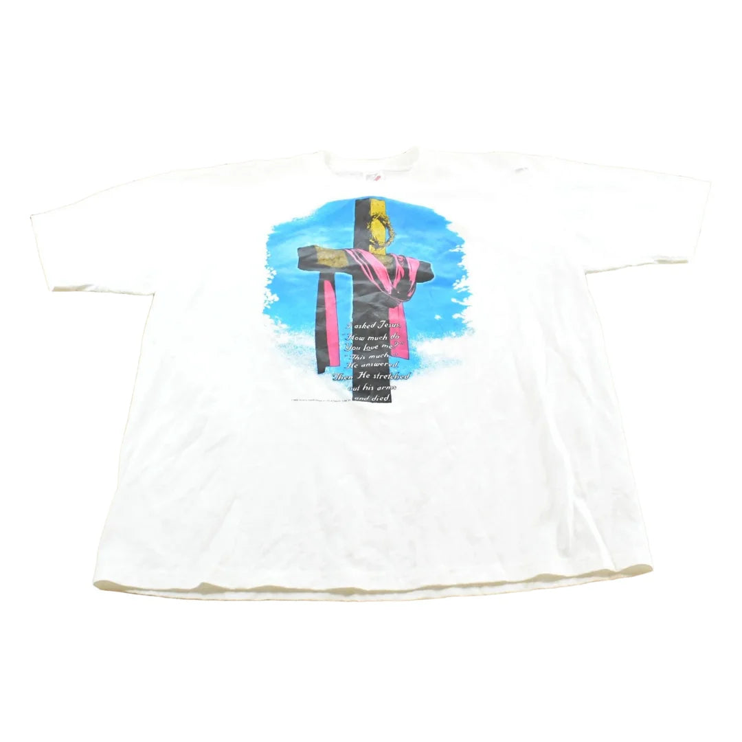 Vintage 1989 Jesus Christ Cross Love Me T-Shirt Men's XL from propervintagecanada