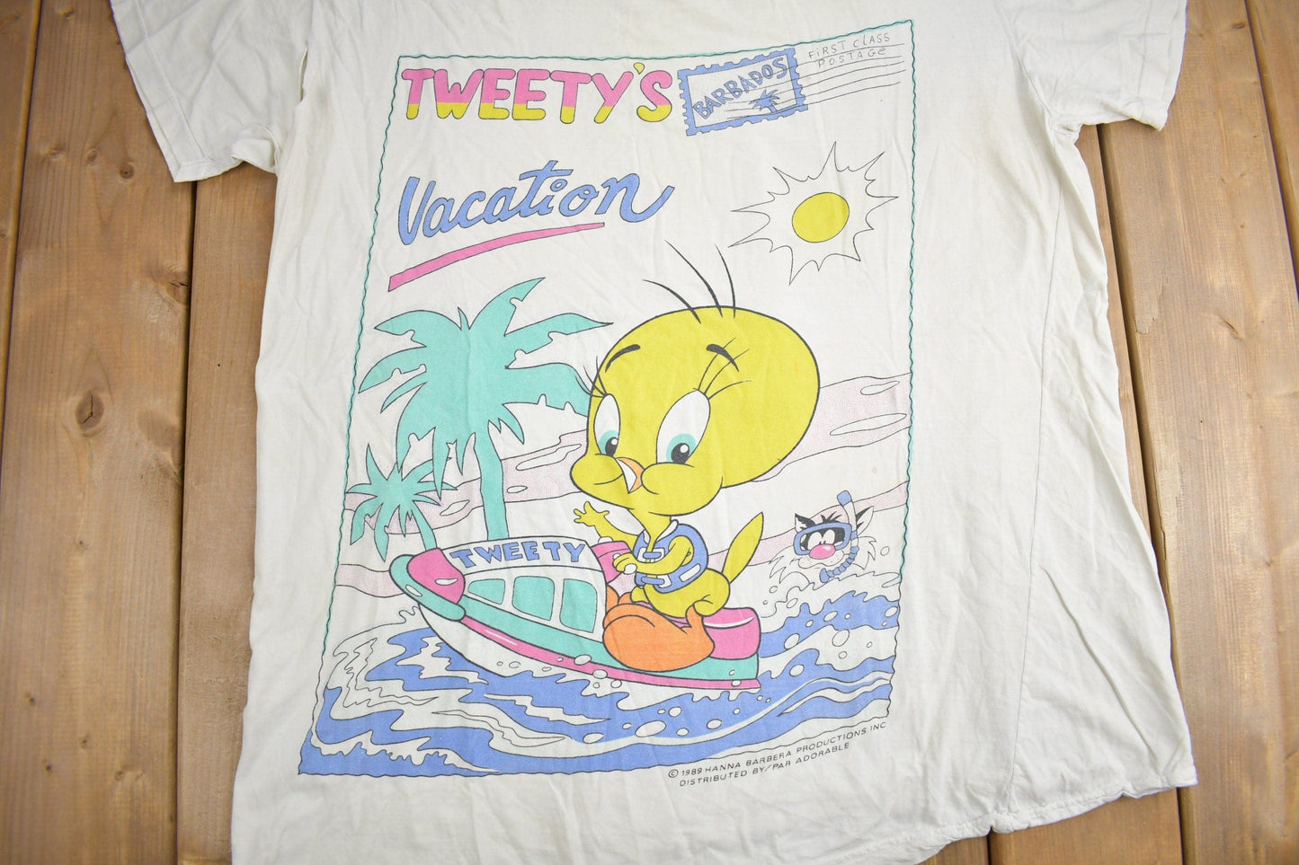 Vintage 1989 Looney Tunes Tweety's Vacation T-Shirt Men's 2XL from propervintagecanada