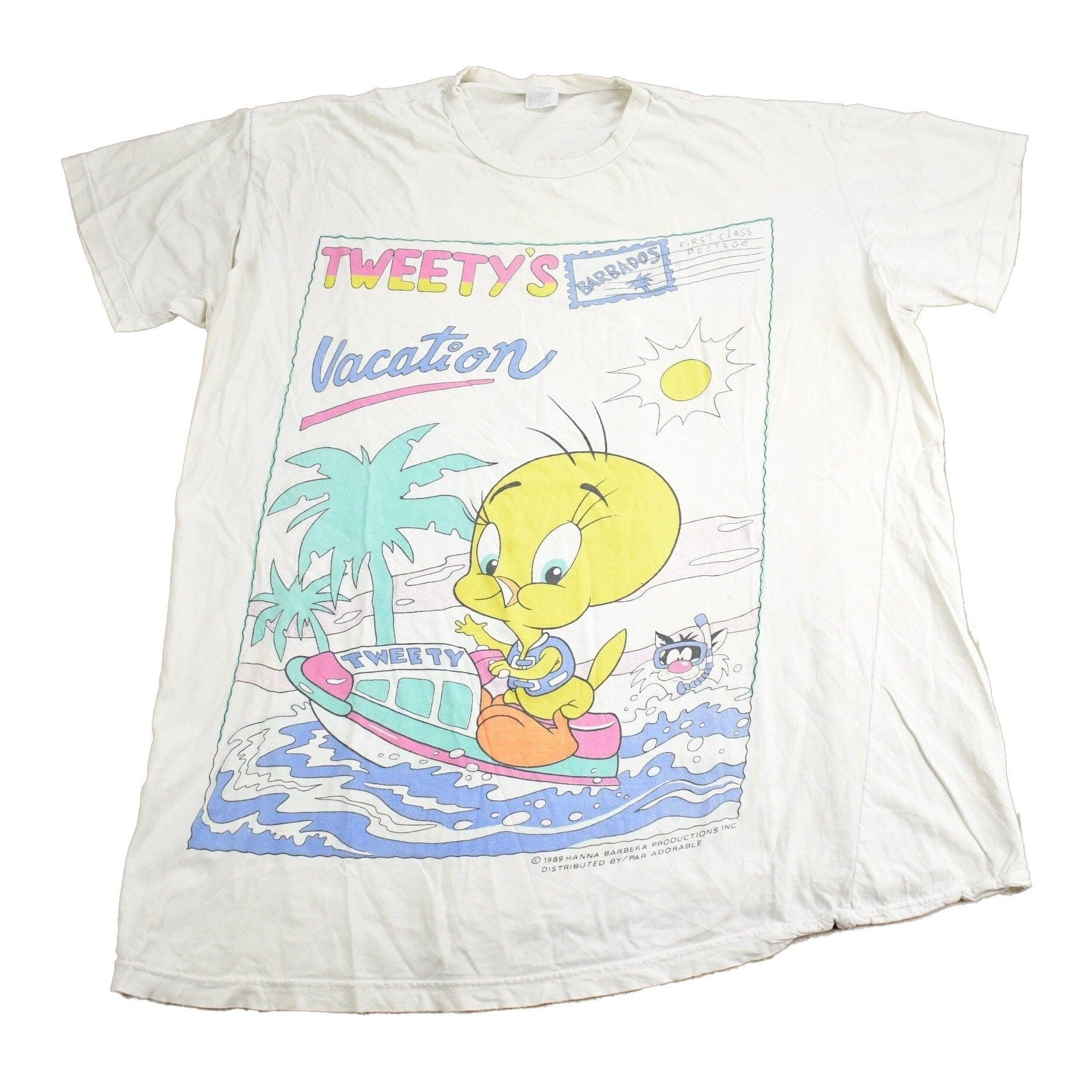 Vintage 1989 Looney Tunes Tweety's Vacation T-Shirt Men's 2XL from propervintagecanada